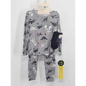 NWT Moon PJ set Halloween Skeleton Dino 24M Rayon made from bamboo